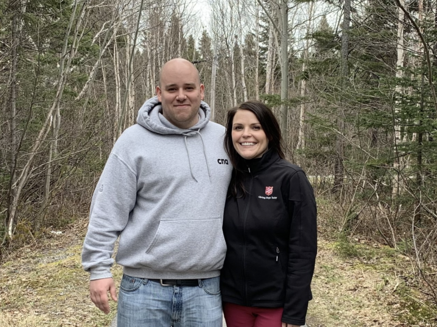 Kyle and a woman standing outside