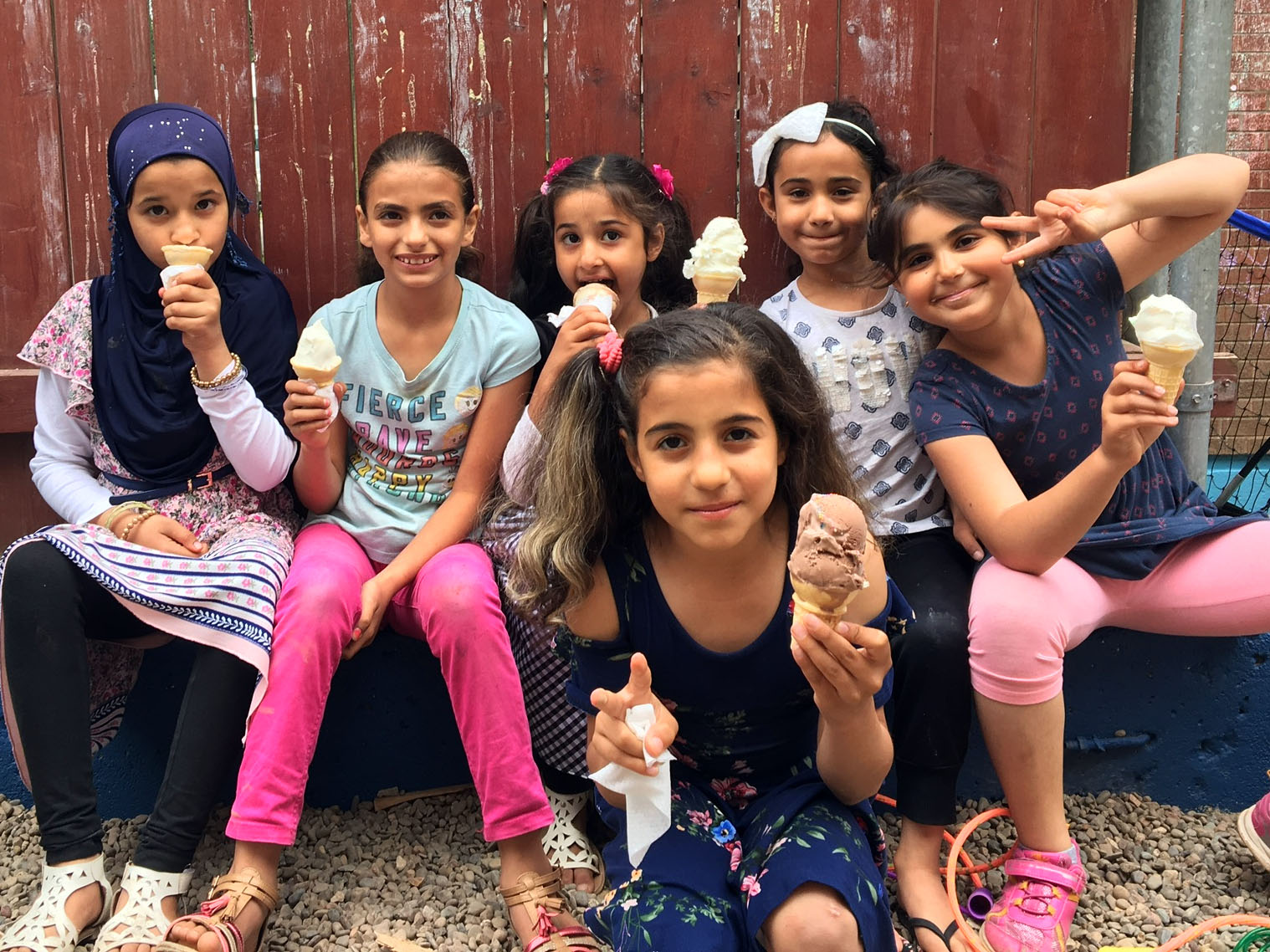 Group of children holding ice creams