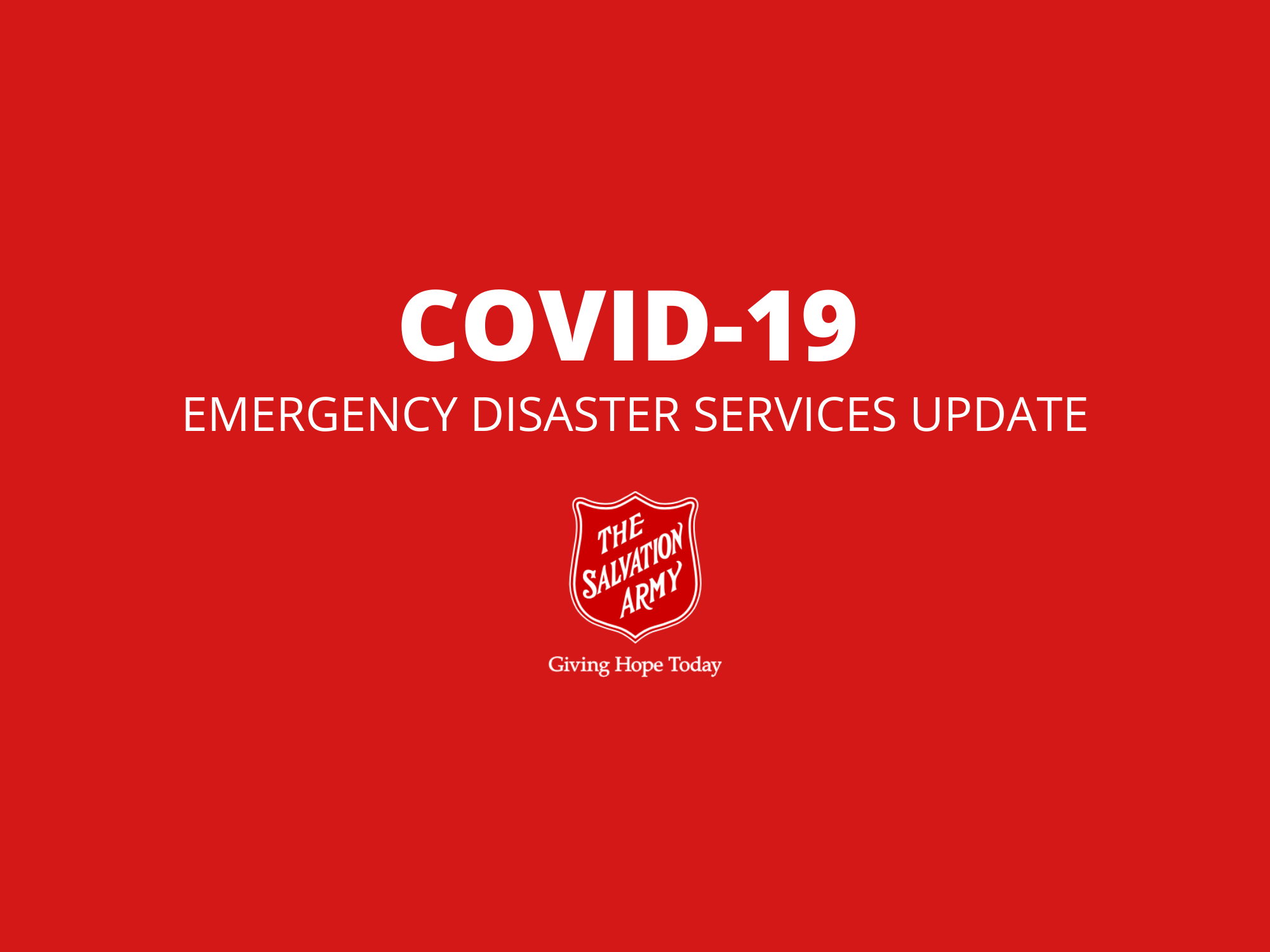 Salvation Army Prepares Emergency Disaster Services in Response to COVID-19