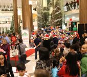 Crowd gathers in mall at toy mountain kick off