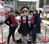 Sally Ann Mascott with bell ringers at Kettle Kick off