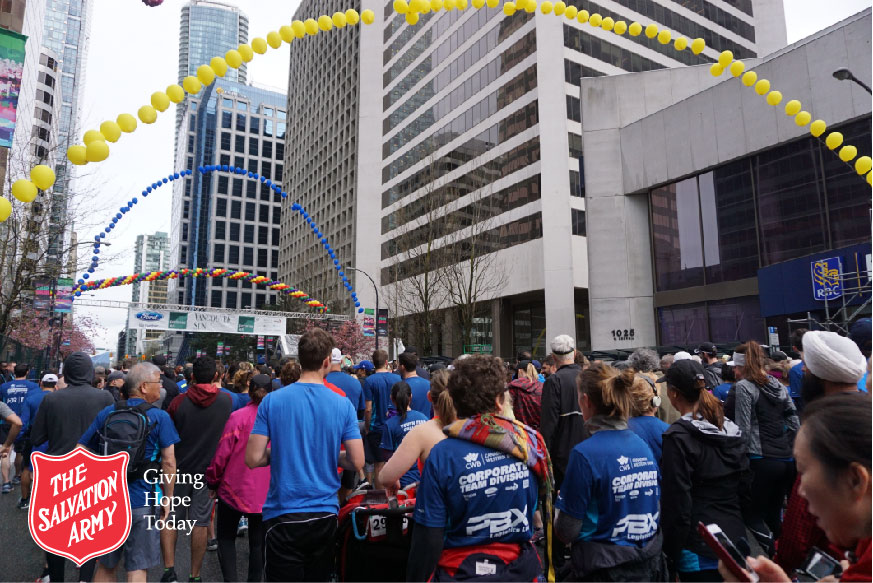 Participants gather at the start line