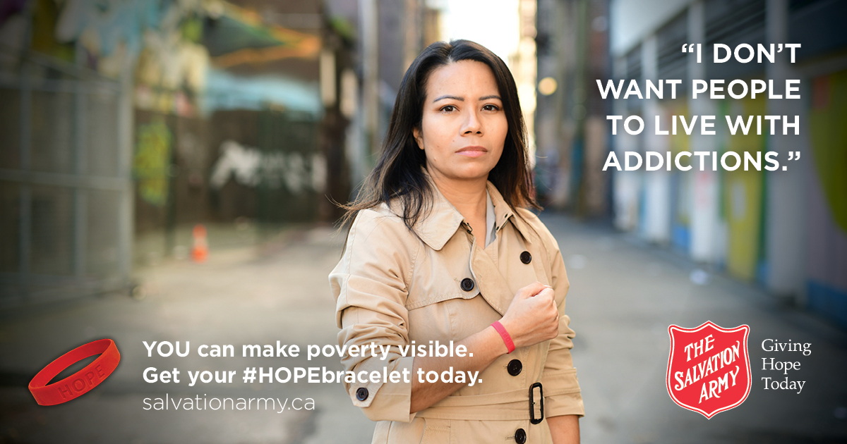Make poverty visible bracelet ad.
