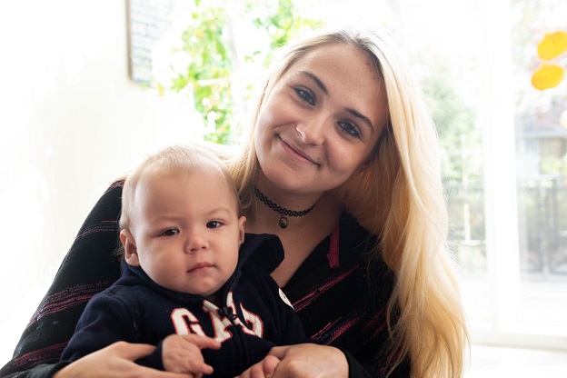 Mother and son smiling