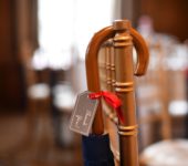 umbrella hung on chair