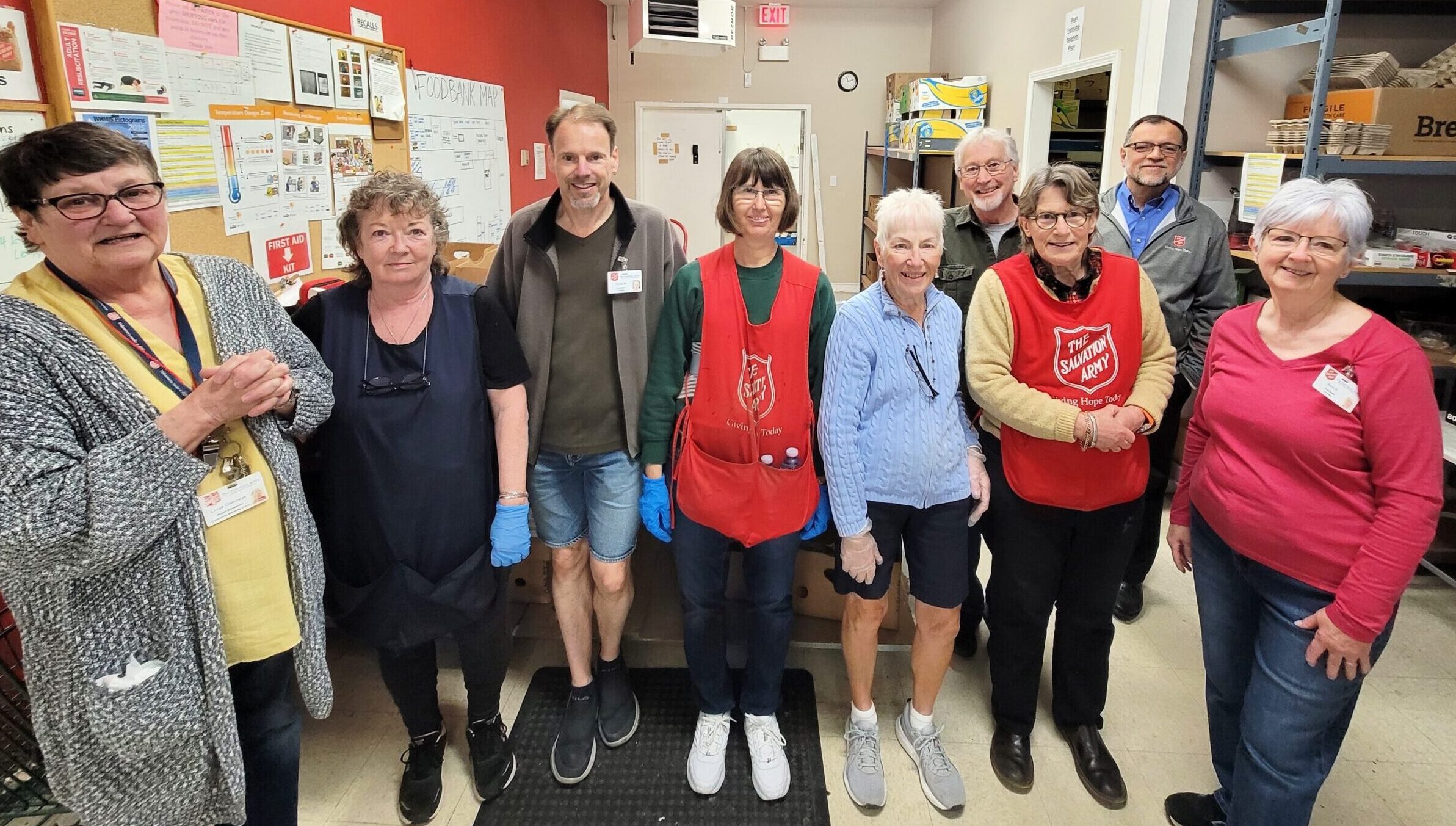 (Left to right) Linda Cherewyk( Supervisor), Anne Johnson, Duane Mottle, Dorinda McDougall, Bonnie Harris, Anabel Kirby, Dave King, Barb Roberts and Major Sergii Kachanov