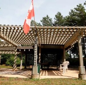 Gazebo in enclosed courtyard