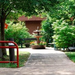 a driveway on a suberban street