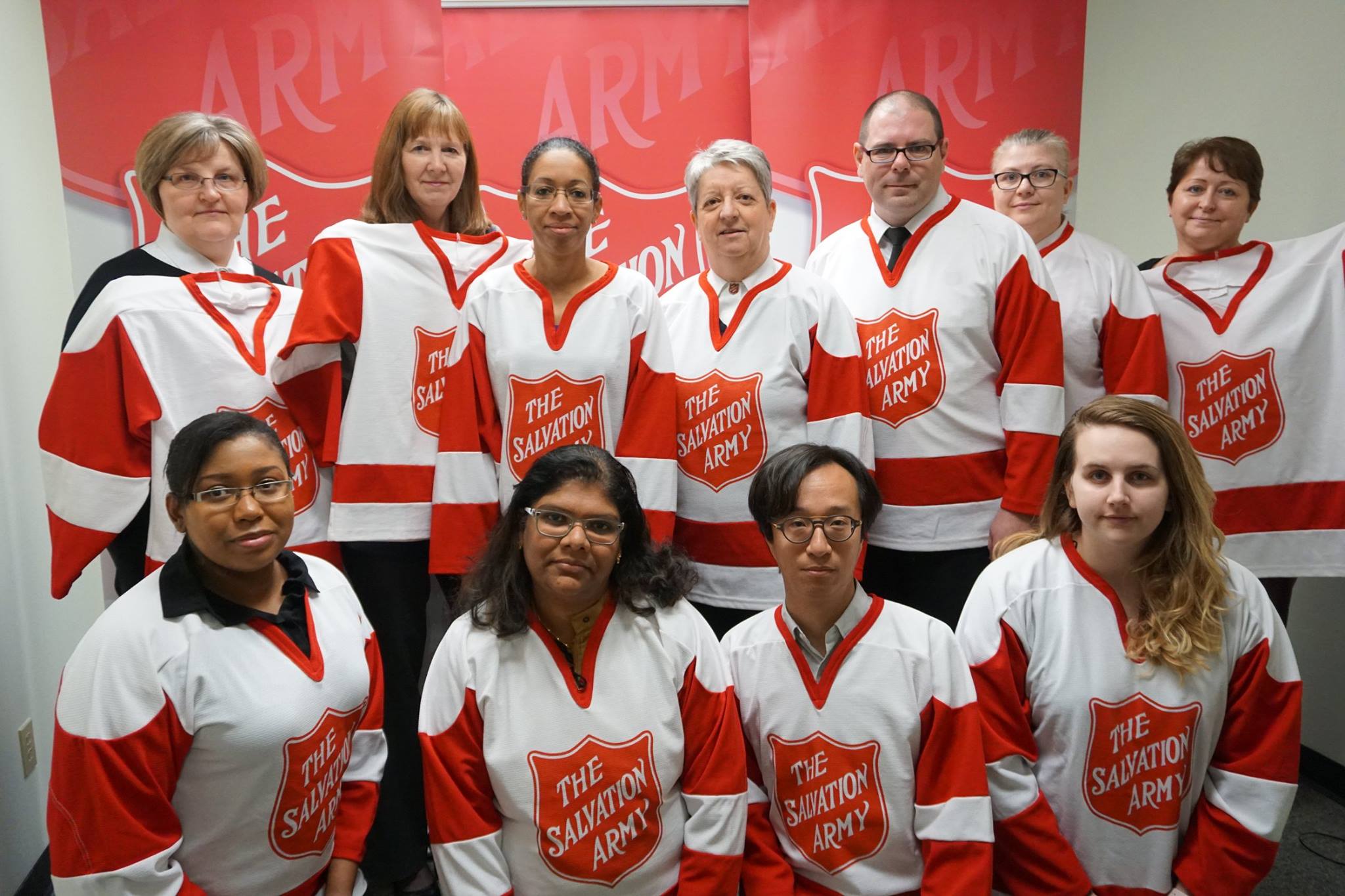 Ontario Central East team wearing Salvation Army Jerseys in honour of the Humboldt community