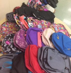 Backpacks filled with supplies for children