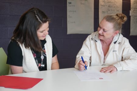 The Salvation Army's Belinda's Place Shelter in Newmarket Ontario - caseworker and client