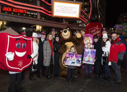 Salvation Army mascots and leaders at Christmas events