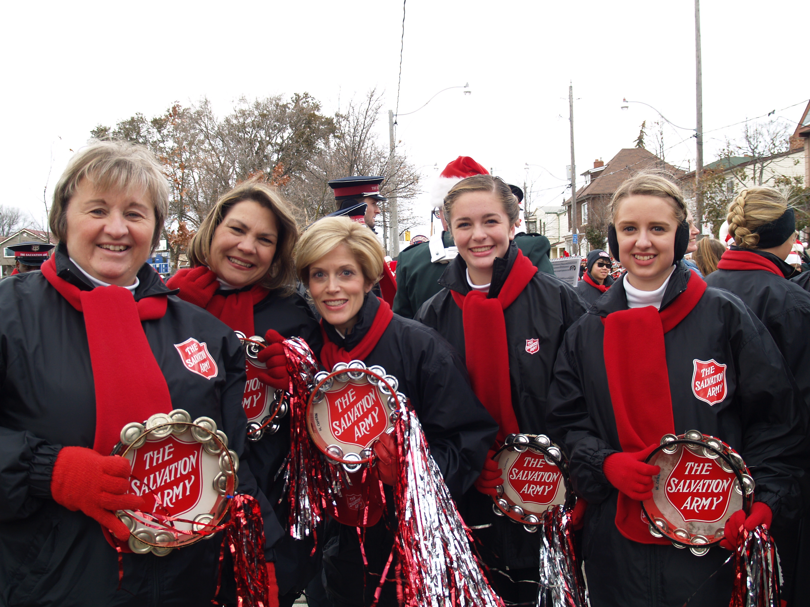 Linda Leigh (left) and members of the timbrel brigade