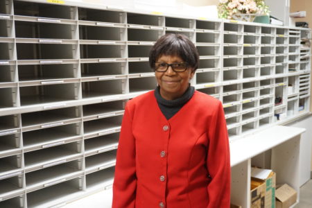Beverly Williams in the mailing room at Divisional Headquarters