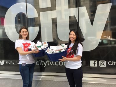 Salvation Army Doughnut Team handing out doughnuts 