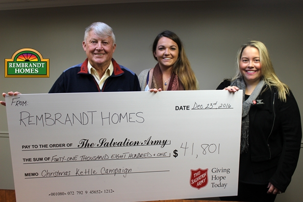 Rembrandt Homes donates over $41,000 to Christmas Kettle Campaign, the largest single donation in London