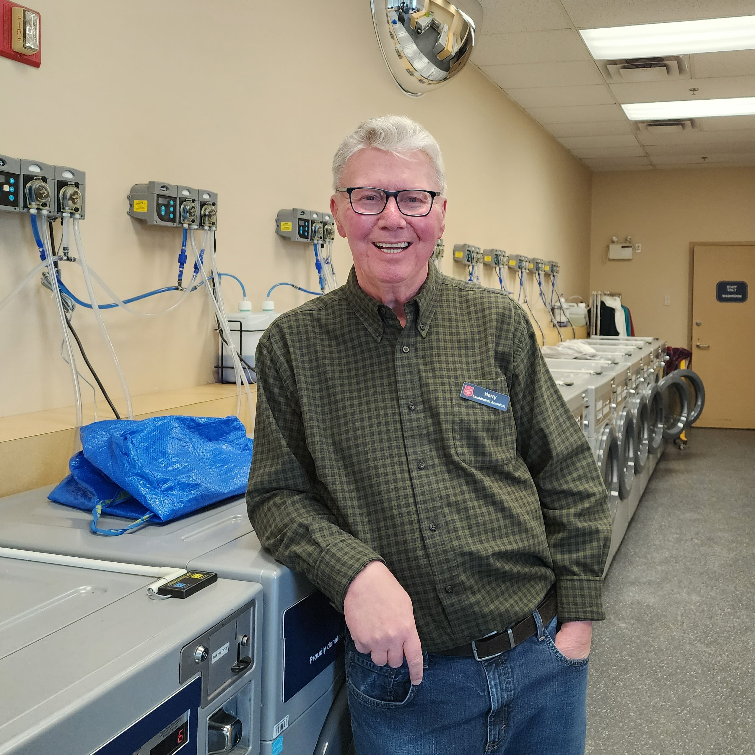 Harry at the Calgary Centre of Hope's laundromat