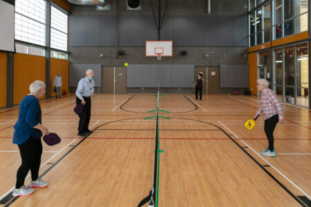 Seniors Playing Pickleball