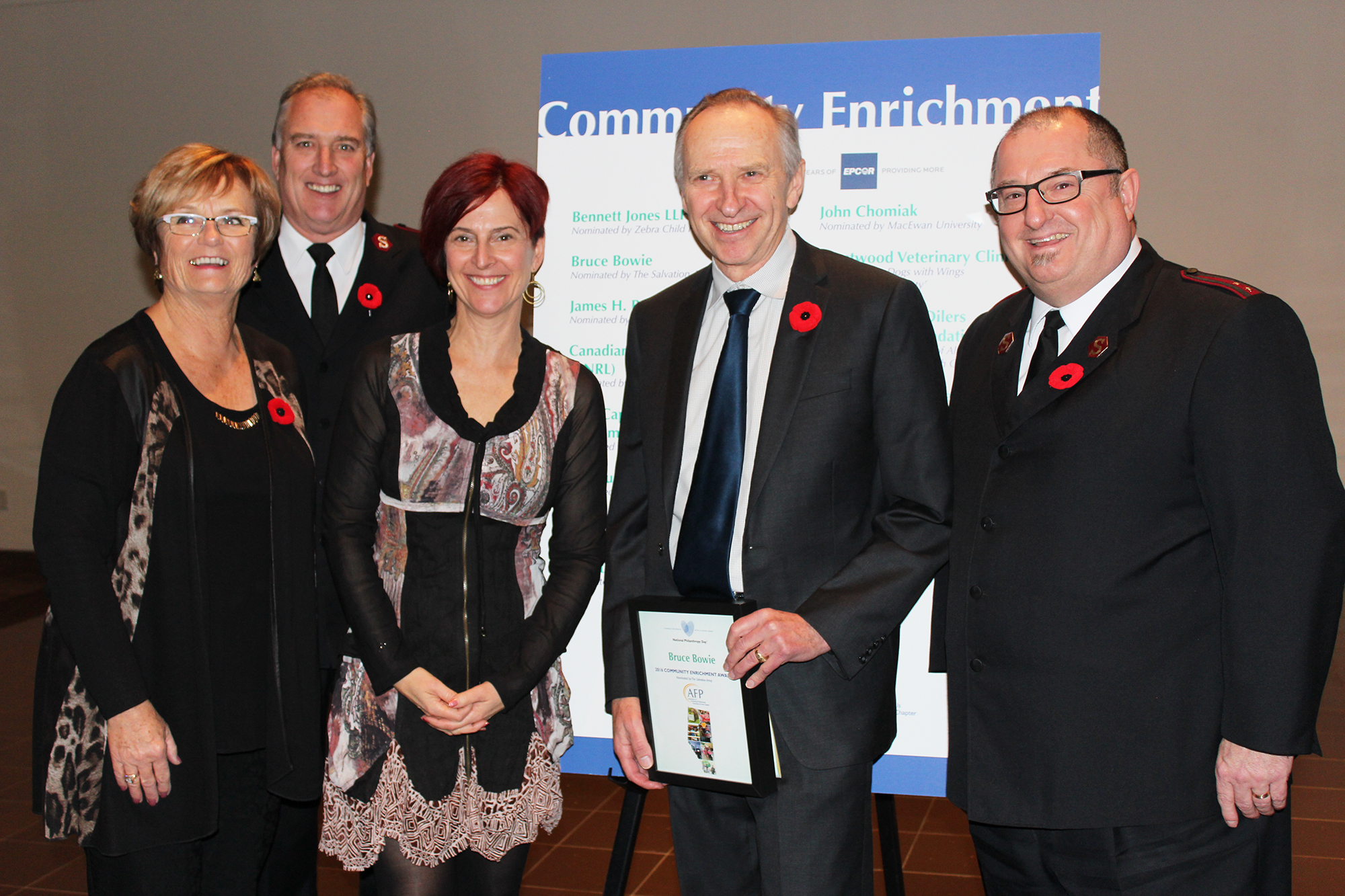 Bruce Bowie wins teh AFP National Philanthropy Award in Edmonton for his years of service at The Salvation Army