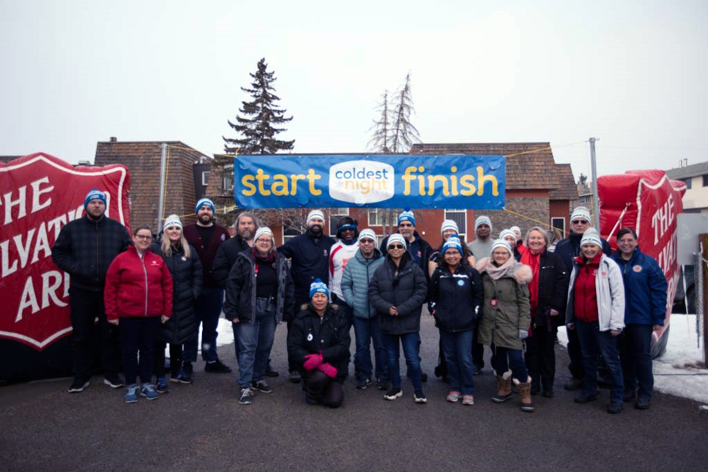 Staff and walkers at the Clagary(South) Coldest Night of the Year fundraiser