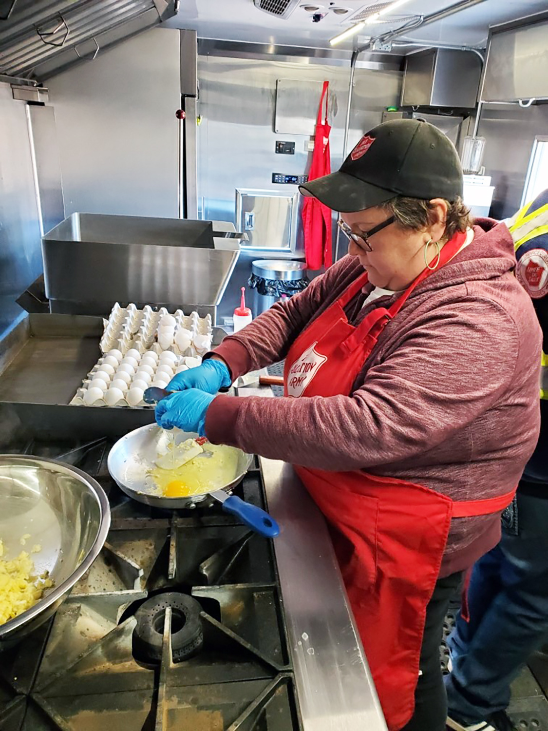 Emergency Disaster Services team cooking meals in Fort Vermillion