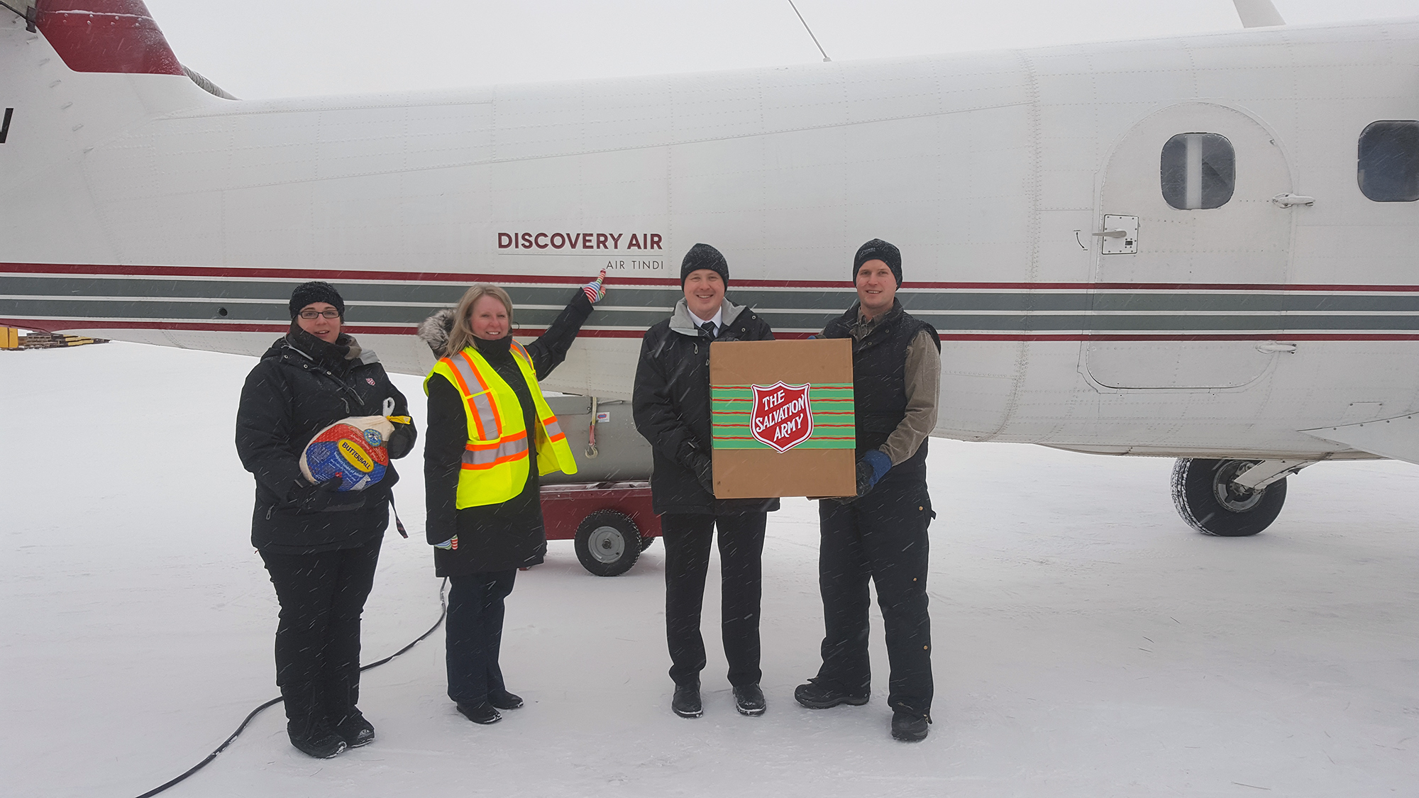 Christmas hampers are distributed by air in Canada's northern communities