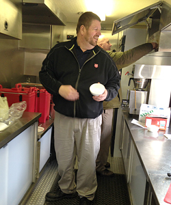 Dave Jackson, lead volunteer for the Maritime Cold Weather Street Ministry program which offers hot food and drinks to homeless people