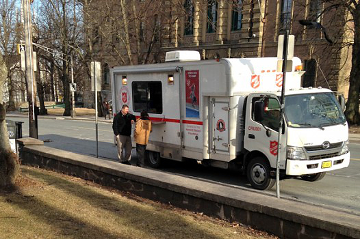 Maritime Cold Weather Street Ministry program offering hot food and drinks to homeless people