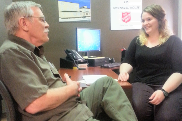 Staff counsel residents at Moncton Greenfield House