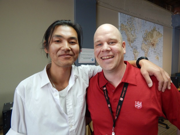 Take (left) and Jason, support staff (right) at The Salvation Army's Harbour Light