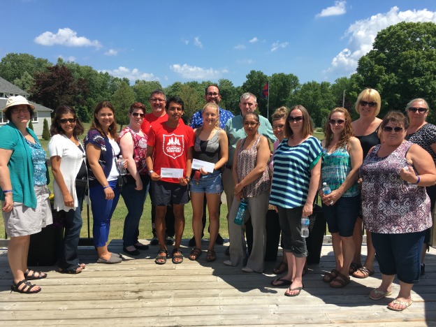 Salvation Army National Recycling Operations (NRO) team members visited The Salvation Army Jackson's Point Camp in Ontario to present their cheque to the Camping Ministries Ontario team.