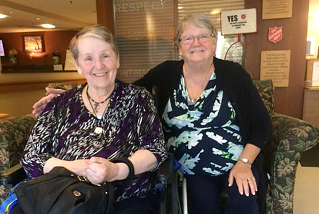 Norma and sister Linda at The Salvation Army's Sunset Lodge