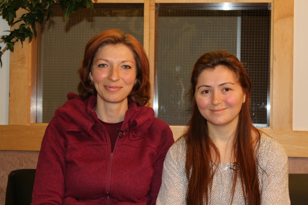 Julia, left and Evie, right, at Calgary's Barbara Mitchell Family Resource Centre