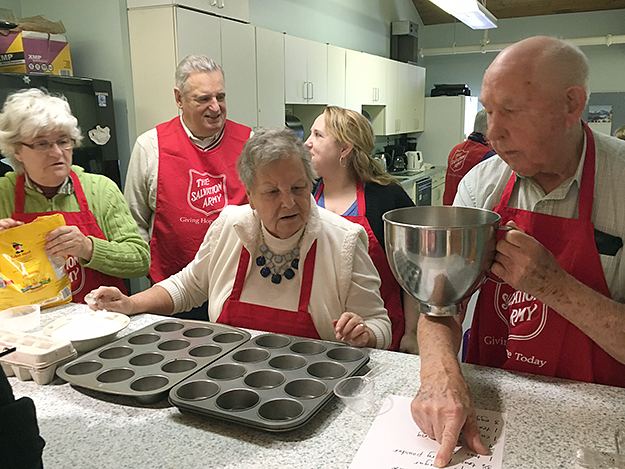 Seniors bake Valentine's Day treats in Moncton NB Salvation Army community kitchen