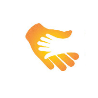 Child Sponsorship - an icon of a larger yellow hand holding a smaller white hand