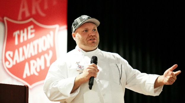 Chef Jay Barnard speaks at Salvation Army