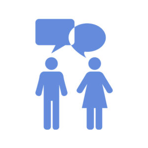 male and female talking icon