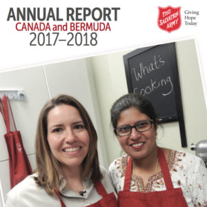 Annual Report Canada & Bermuda 2017-2018 Report Cover. Two women smiling in a kitchen.
