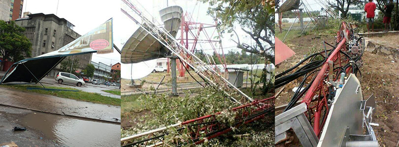 three images of the aftermath of Cyclone Idai