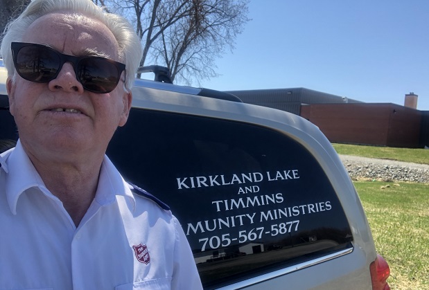 Salvation Army brings food in a van to the isolated