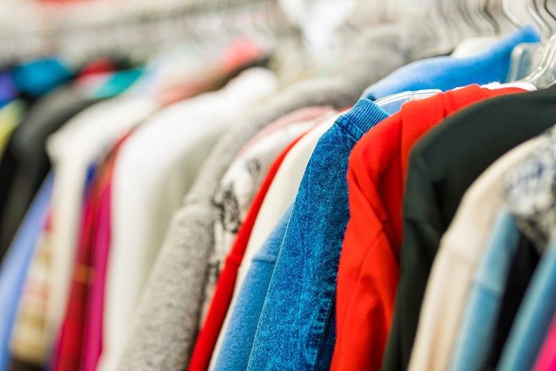 Clothing selection at a thrift store