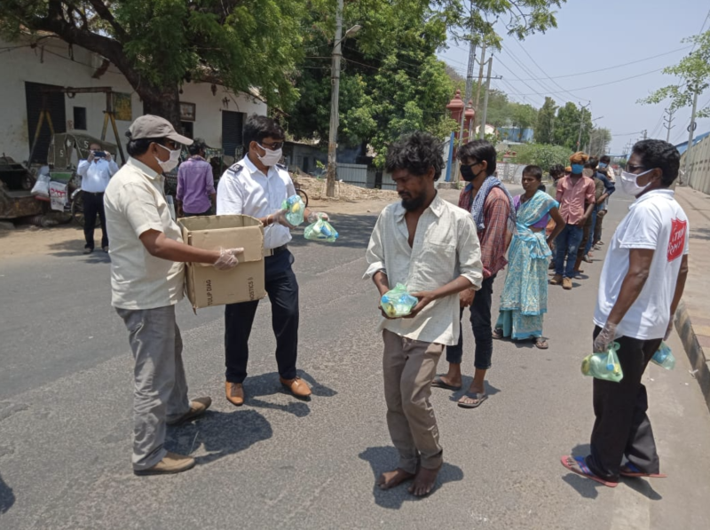 Indian people in the street during COVID