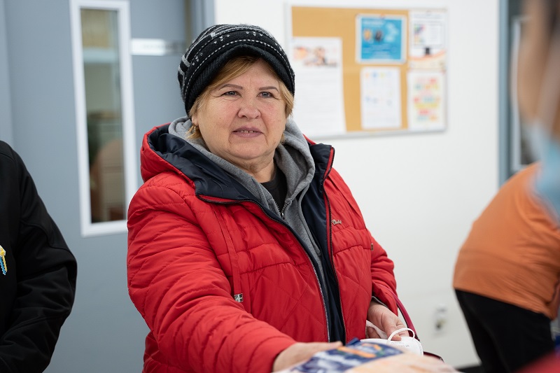 Julia receives food at Salvation Army Oshawa