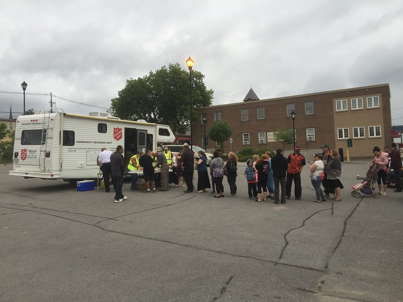 Emergency disaster services vehicle serves warm meals