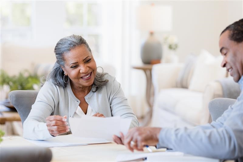 stock photo. woman reviews paperwork