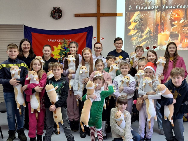 Children at a church in Eastern Europe