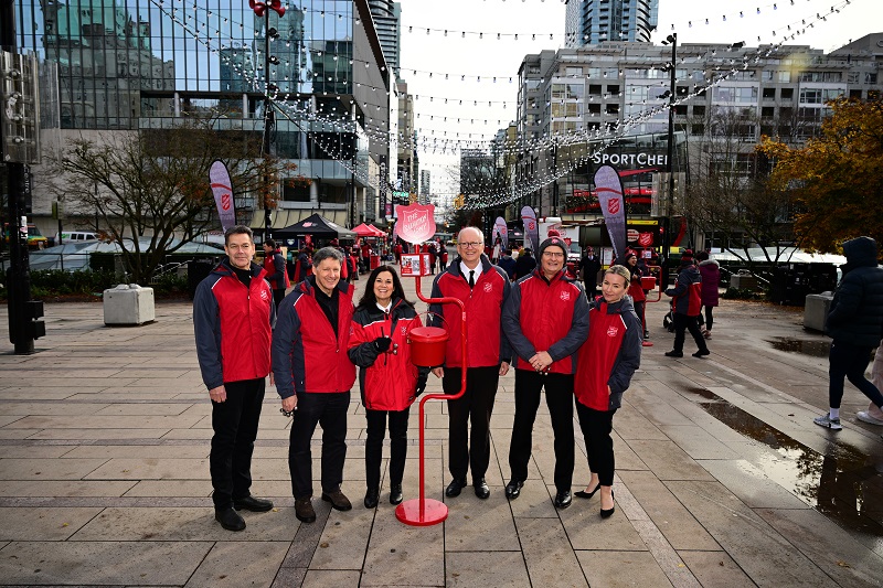 From left: Kim Findlay, divisional director of development; Robert McFarlane, chair; Cpt Gina Haggett, divisional secretary for public relations; Lt.-Col Jamie Braund, divisional commander; Daryl Dunn; Sabine Kempe