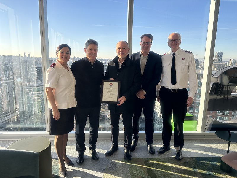 L to R: Gina Haggett (Divisional Secretary for Public Relations), Robert McFarlane (Chair), Russell Brown, Dave Cunningham (Deputy Chair), Lt. Colonel Jamie Braund (Divisional Commander)