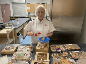 Fran helping at the food bank