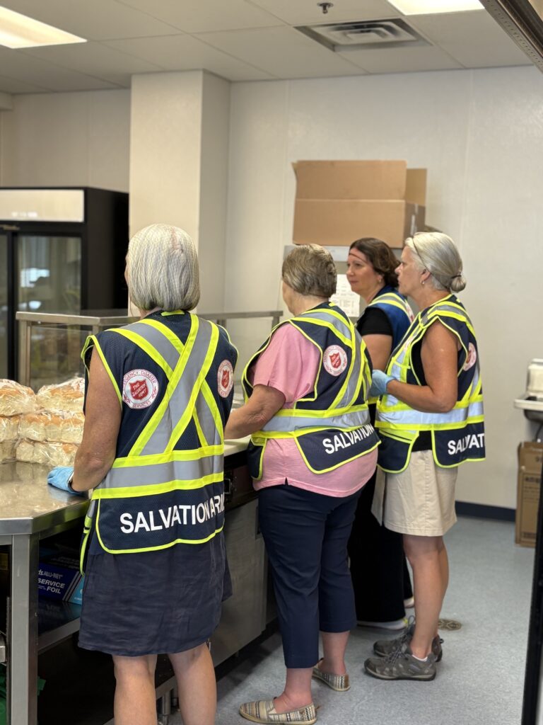 EDS volunteers in a line